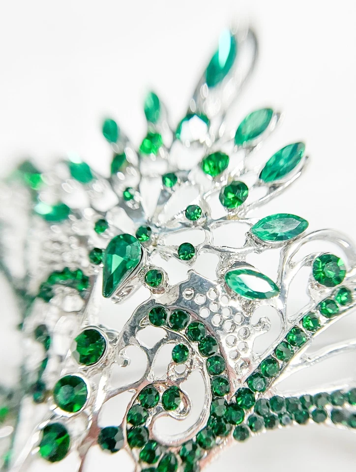 Máscara de Mascarada de Cristal Verde con Palo, Máscara de Mascarada de Plata, Fiesta de Boda Foto 4 de 4