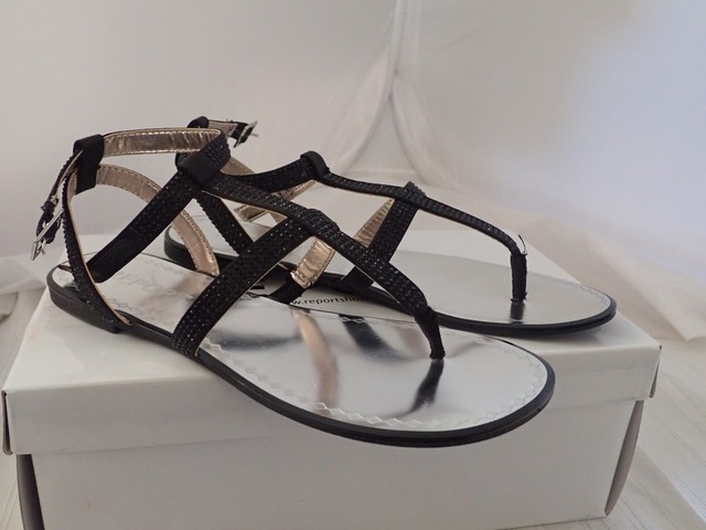 report black flat sandals