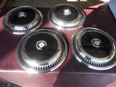 1974 1975 original Cadillac Eldorado hubcaps set (4) BLACK