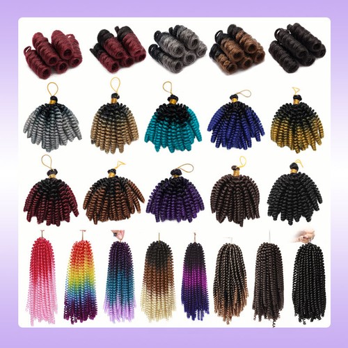 US Curly Wavy Afro Spring Twist Passion Braids Hair Crochet Extension AS Human - Picture 8 of 51
