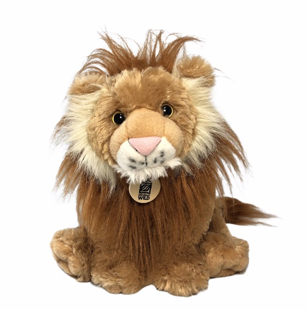Wild Republic Lion Plush Long Mane Tan White Houston Zoo Stuffed Animal