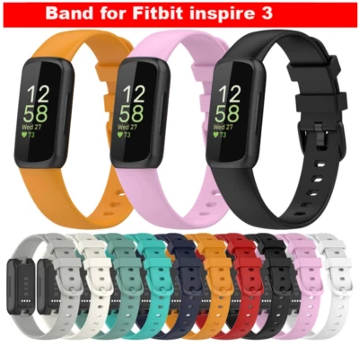 STRAP WAREHOUSE For Fitbit Inspire 3 Watch Strap Silicone Wristband Wrist Band With Metal Buckle