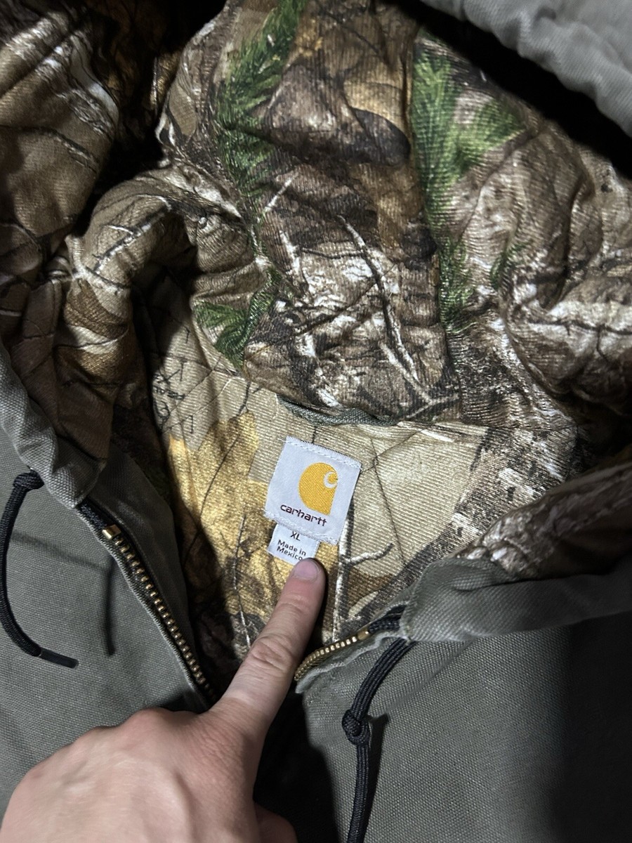 VTG 00s Carhartt Olive Green Realtree Camo Lined Hooded Work VTG 00s Carhartt Olive Green Realtree Camo Lined Hooded Work