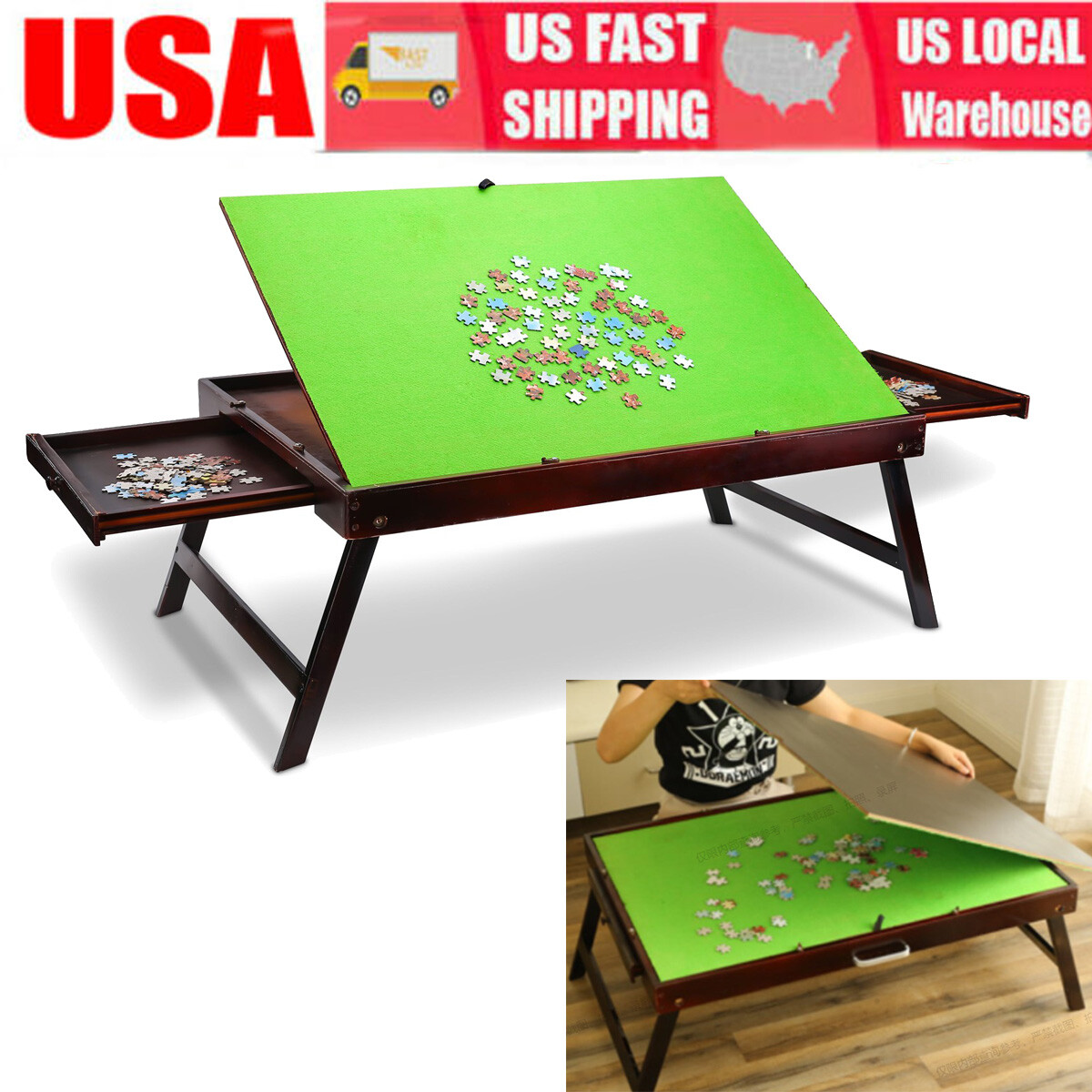 jigsaw puzzle table storage tilting 