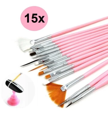 BLITZ 15 Stück Maniküre Nail Art Pinsel Set UV Acry Gel Nageldesign Weiß & DottingTool