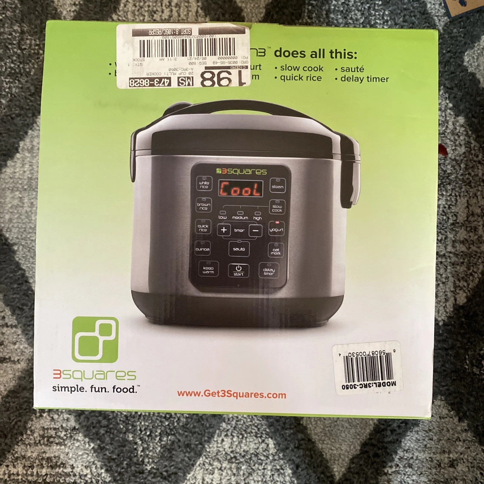 3 Squares TIME MACHINE 20-Cup Rice Cooker Slow Cook Steam Yogurt Maker
Opens in a new window or tab