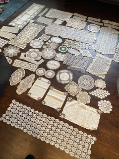 Vintage Antique Lace Lot Off White Doilies Table Runners Tablecloths