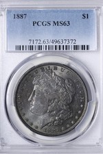 BU 1887 Morgan Silver Dollar PCGS MS63 Deep Toned QVRPM
