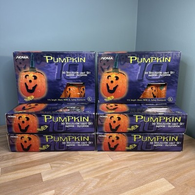 6 NOMA Pumpkin Blow Mold 10 Reflector Indoor/Outdoor String Lights 11 ft/ea NOS