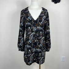 Wayf Dress Womens Medium Black Dark Floral Shift Mini Boho Office Whimsigoth