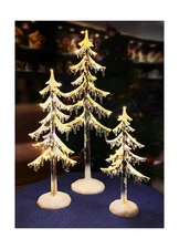 Christmas Tabletop Decor, LED Lighted Acrylic Icicle Trees, 3 Pack, Battery O...