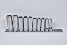 Set Of 10 Snap-on Metric Deep Well Sockets 38 Drive 6-point 9mm To 18mm Sfsm