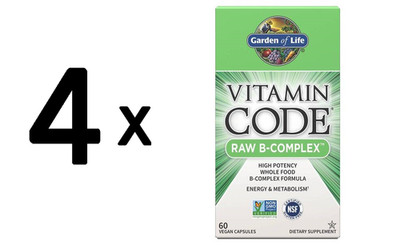 4 x Garden of Life Vitamin Code RAW B-Complex - 60 vcaps (408,86 EUR/kg)