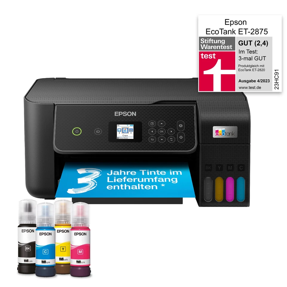 Epson Drucker EcoTank ET-2875, 3-in-1 Multifunktionsgerät WLAN