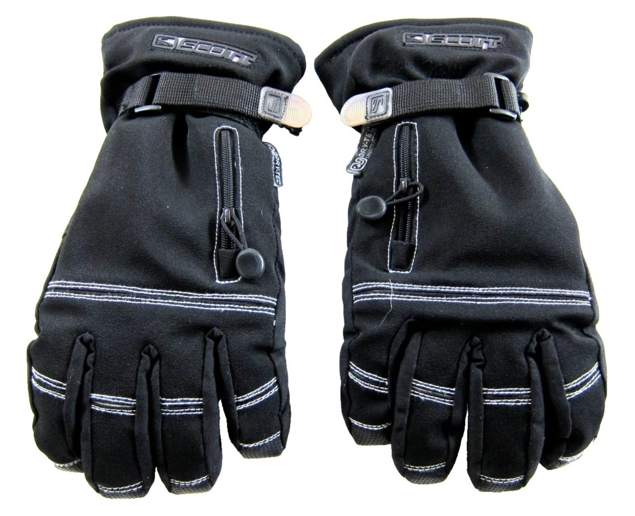 Scott Black Insulated 100% Leather Zip Pocket Warm Ski Snow Glove Woman Small