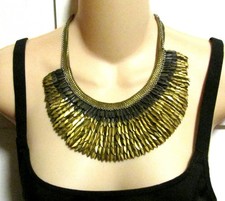 Bliskowschodni taniec brzucha styl śliniaka złoty czarny odcień metalowy naszyjnik kolce - 16"