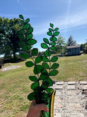 Stained glass eucalyptus branch, glass eucalyptus, plant stake for vase, Set 2