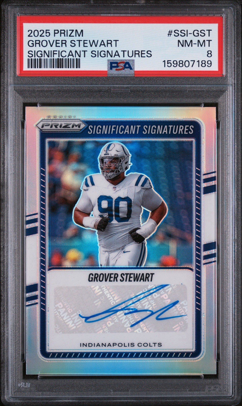 PSA 8 | 2025 Panini Prizm - Significant Signatures Grover Stewart #SSI-GST (AU)