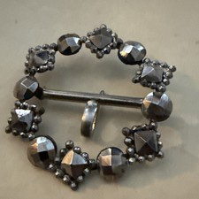 Vintage 1.5 Round Center Bar Smoky Grey Metal Studded Belt Buckle Lovely