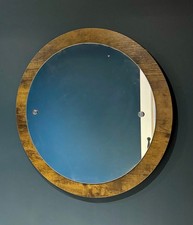 Round Dark Wood Frame Mirror - 60cm