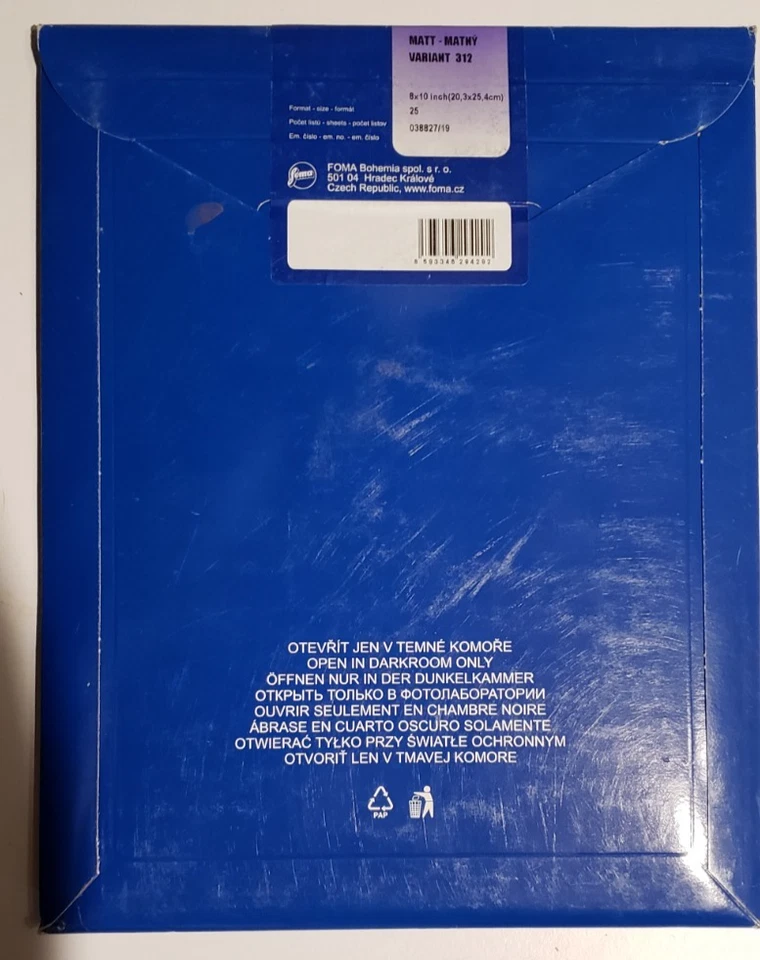Papel fotográfico FOMA Fomaspeed 312 blanco y negro RC MATE (8" x 10") 25 HOJAS VENDEDOR DE EE. UU. Foto 2 de 2