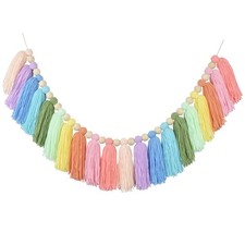 Pastel Boho Garland, Handmade Yarn Tassels, Dorm, Party, Fall Decor