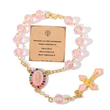 Car Mirror Hanging Accessories,Car Rosary for Mirror Hanging,Catholic Pink