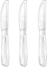 120 Count Heavy Duty Clear Plastic Knives, Solid and Durable Disposable Knives,