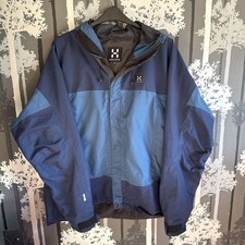 Giacca uomo Haglofs blu 2XL Gore-Tex impermeabile con cappuccio outdoor escursionismo