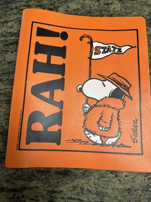 Vintage snoopy RAH RAH 1958  3 Ring Notebook Paper binder Orange State School ￼