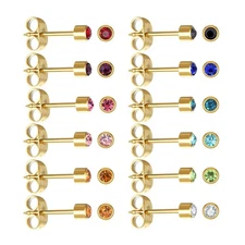 12 Pairs Ear Piercing Stud Earrings for Ear Piercing Guns, Surgical Stainless St