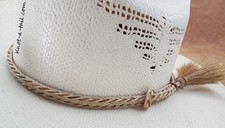 Horsehair hat band, Beauty white-brown, Adjustable Cowboy horsehair hat band,