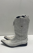 Wild West Stiefel weiß Kaimanschwanz spitz zulaufend Western Cowboystiefel Größe 10 EE
