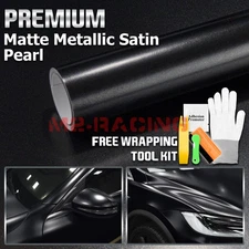 Premium Matte Metallic Satin Pearl Black Vinyl Car Wrap Sticker Decal Sheet Film