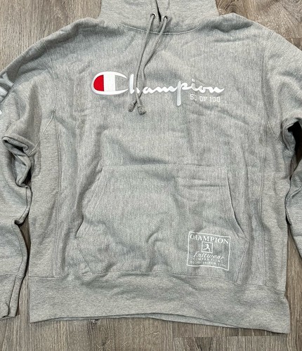 Champion Hoodie Men's L Gray Reverse Weave Knickerbocker Knitting Mills Hoodie - Picture 8 of 13