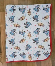 Vtg 1998 Winnie the Pooh Little Bedding Red Trim Comforter Quilt Blanket Piglet