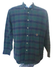 Vintage Tommy Hilfiger Green and Navy Plaid Button Down Shirt Men's Medium
