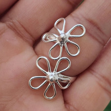 925 Sterling Silver Open Flower Band Ring, Handmade Daisy Design Statement Ring,