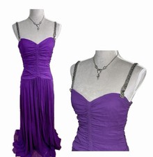 Lavender Label VERA WANG Prom Dress Maxi Gown 6 Silk Purple Bead Glam Fairy