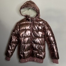 Kensie Girl Puffer Jacket Metallic Sherpa Fleece Lining Quilted Size 14 / 16