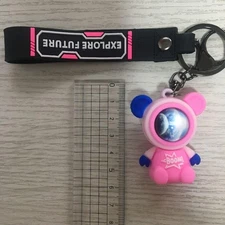 EXPLORER FUTURE Bear Figure Keychain 5cm Silicone Pink Blue