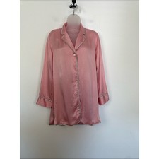 Victoria's Secret Silk Button-Up Low High Hem Women's M Night Pink Sleep Dress