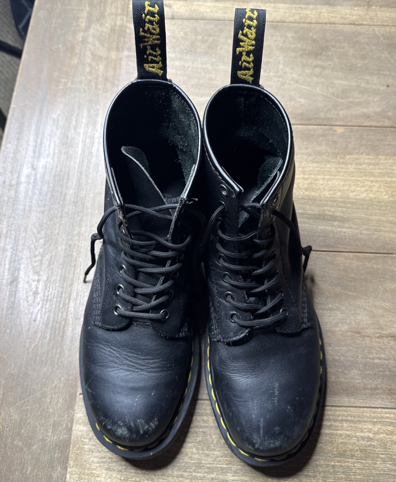 Doc Dr. Martens Black Leather Combat Boots Lace-Up M8 W9 GUC thumbnail 4