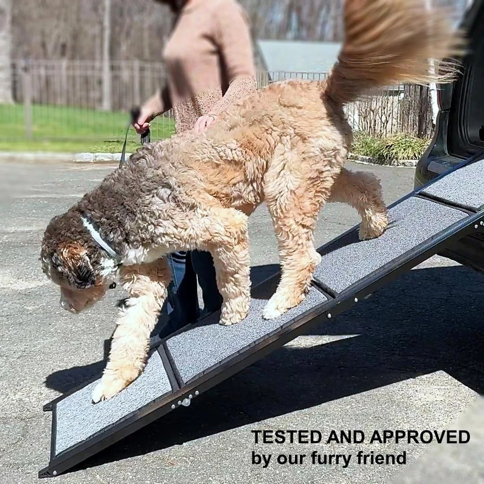 BestVeda Rampa para Mascotas - Rampa Plegable Antideslizante para Perros y Gatos 63x17 pulgadas (160x44 cm) Foto 2 de 4