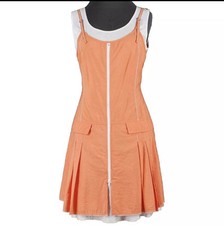 INSPIRED Style SZ 4 Coral White Faux Pockets Rayon Nylon Dress