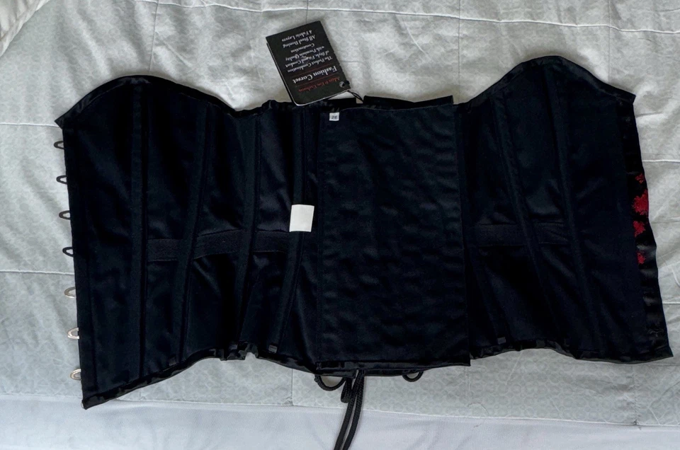 Women's Overbust Waist Trainer Double Steel Boned Twill Cotton Heavy Duty Corset - Image 4 of 4