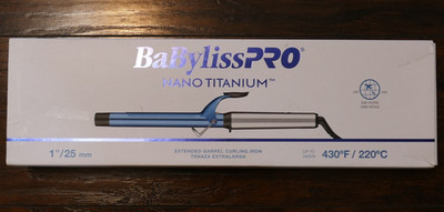 BaByliss PRO Nano Titanium 1'' Extended-Barrel Curling Iron Max 430°F