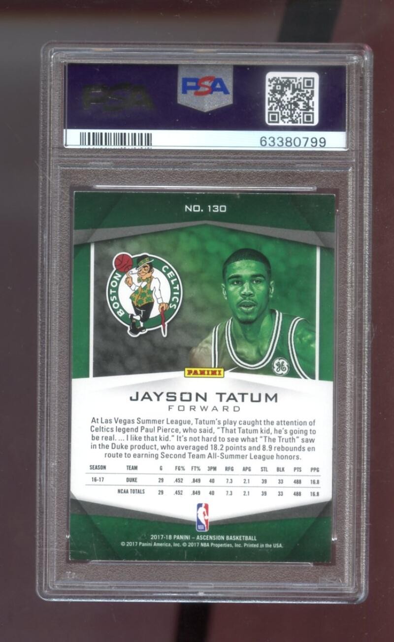 2017-18 Panini Ascension #130 Jayson Tatum ROOKIE RC PSA 6 Graded Card NBA Jason view 2