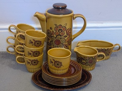Vintage Palissy Royal Worcester Kaffeeservice, Retro 70er Jahre
