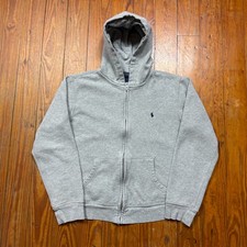Polo Ralph Lauren Hoodie Youth Kids Size Large 14-16 Gray Full Zip Sweatshirt